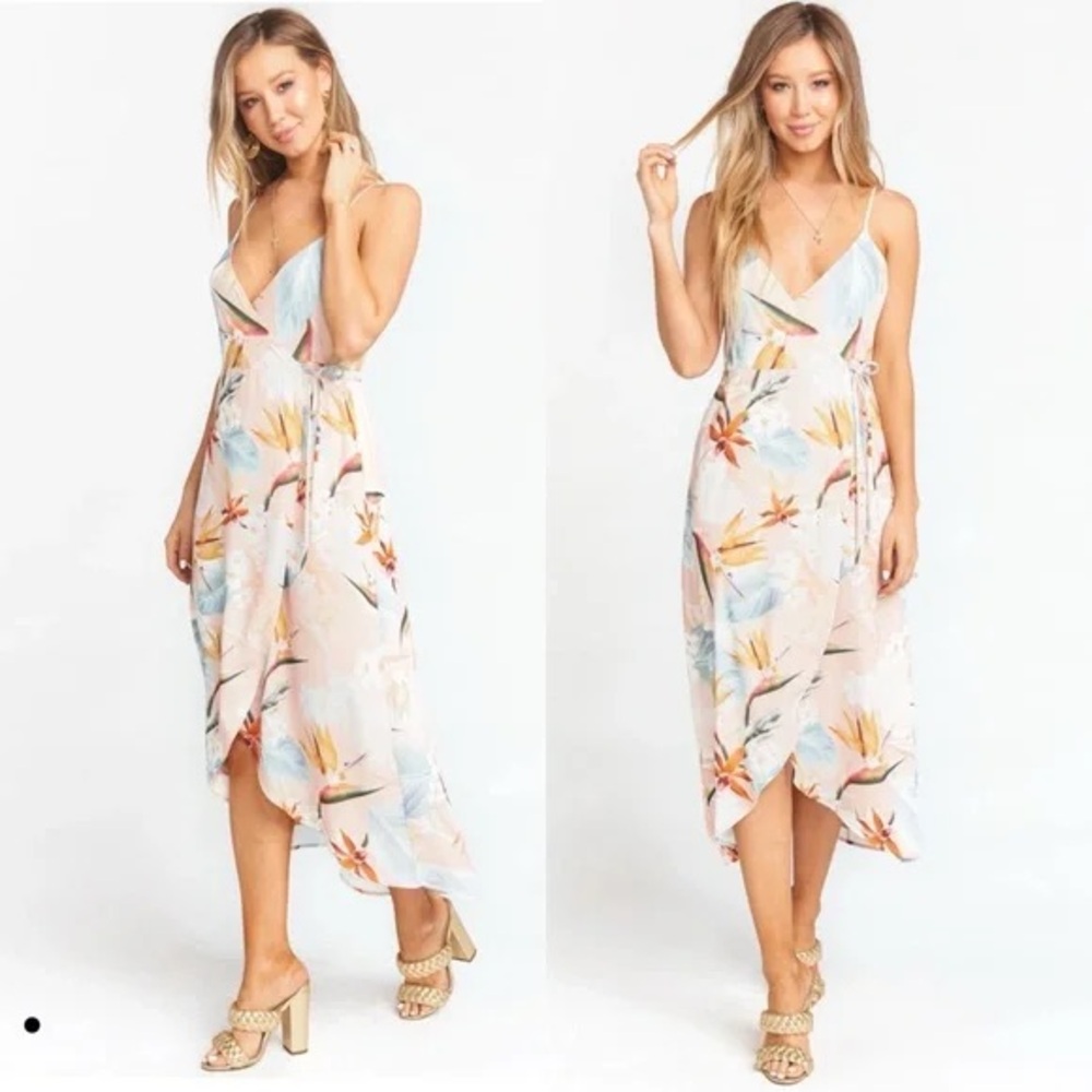 Show Me Your MuMu Asymmetrical Ruffled High-Low Dress in Orange and Pink